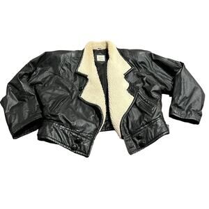 Cosi Collection Leather Jacket Sherpa Collar Size Large